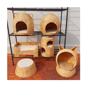 Nid tissé pour animaux de compagnie en jacinthe d'eau écologique pour chats chiens petits animaux coussin doux fait à la main herbe naturelle chien chat panier - Product Image 5