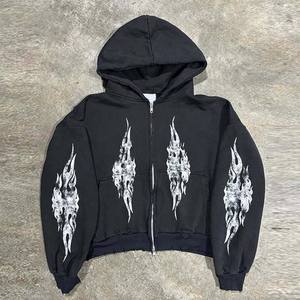 Service OEM Fabricant Personnalisé – Sweat à Capuche Zippé en Polaire Épaisse, Effet Vieilli et Délavé à l'Acide, 100% Coton, Idéal Hiver - Product Image 5