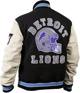 เสื้อแจ็กเก็ตหนังผู้ชายปักลาย Chenille สำหรับผู้ชายเสื้อแจ็กเก็ตทีมโรงเรียนหนังสำหรับฤดูหนาวโลโก้ที่กำหนดเอง - Product Image 3