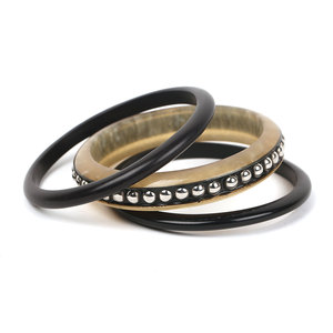 Bracelets joncs tendance faits main en résine acrylique, design cercle, unisexe, avec perles en laiton orange, bijoux de mode pour femme - Product Image 2