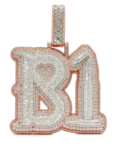 Colgante de letra inicial completamente helado para placa de identificación Unisex joyería de moda 18K oro rosa joyería fina Moissanite Hip Hop diamante - Product Image 1