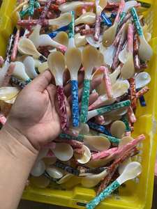 Cuillère en nacre véritable avec manche court pour servir des aliments mous, cuillère en coquille naturelle neutre en saveur, pure et lisse - Product Image 4