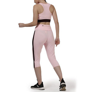 Ensemble de gymnastique d'entraînement sans couture 2 pièces de haute qualité pour femmes impression de Logo personnalisable motif solide Fitness vêtements de Yoga échantillon gratuit - Product Image 3