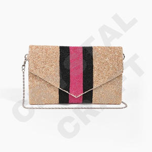 Girl Boss Gold Custom Beaded Party Clutch Bolso de noche Diseñador Señoras Bolsos de hombro Monederos y bolsos de lujo Fiestas - Product Image 6