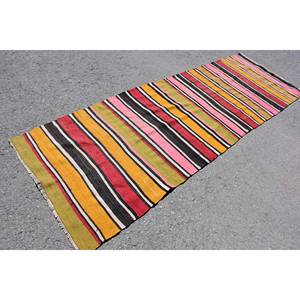 พรมตุรกีโบราณ3.2 x 9.4ft แบบคลาสสิกพื้นที่ขนาดใหญ่สีเหลืองสีแดงการออกแบบการเย็บปะติดปะต่อกันวัสดุขนสัตว์สำหรับห้องโถงรถยนต์ - Product Image 2