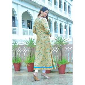 Elegant Floral Printed Khaki Rayon Anarkali Kurta for Women Women'<b>s</b> Elegant Floral Printed <b>Blouse</b> & Shirt - Product Image 5