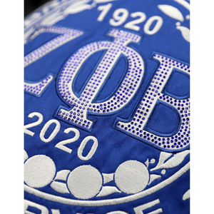 Camiseta de fútbol Zeta Phi Beta Centennial negro 100% poliéster escudo bordado mangas delanteras y traseras cuello en V dobladillo a rayas - Product Image 5