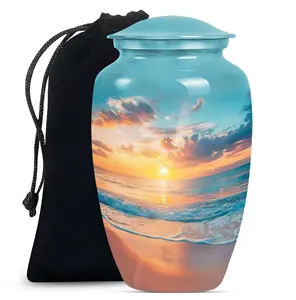 Urna Funeraria para Cenizas de Adultos con Diseño de Atardecer en el Océano, Urnas Conmemorativas para Cenizas de Cremación en la Playa - Product Image 1