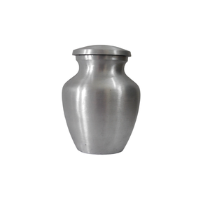Urnas de recuerdo funerario de latón de la más alta calidad con urnas de cremación de recuerdo de metal con acabado de peltre gris cristal plano - Product Image 1