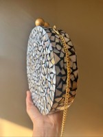 Pochette de soirée exquise en coquillage, design Feng Shui ange, imperméable, écologique, faite à la main, pour occasions spéciales, doublure en soie