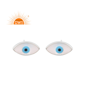 Best Quality <b>Fine</b> Sterling Silver Natural Mother of Pearl Eye Design <b>Stud</b> <b>Earring</b> Custom Jewelry for Women Gift for Her - Product Image 1
