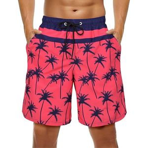 Shorts de Baño para Hombre con Estampado de Hojas Tropicales |   Traje de Baño Casual de Punto Transpirable con Cintura Elástica |   Secado Rápido y Elegante para el Verano - Product Image 1