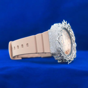Reloj digital personalizado Iced Out VVS Moissanite Diamonds Watch Cinturón de goma automático de lujo Hip Hop Watch Regalo para hombres - Product Image 4