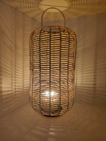 Vente chaude Antique Vintage De Luxe Suspendu Lanterne Lampe À La Main En Bois Artisanat En Osier Canne Décoratif Creative De Noël