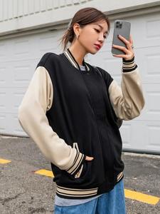 Chaqueta larga de cuero PU de cuerpo de lana inspirada en el béisbol hecha a medida 2024 transpirable Letterman Varsity Coat Stand Oversized Plain Dyed - Product Image 3