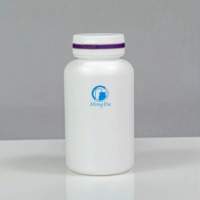 Flacon de 200cc en PEHD pour produits pharmaceutiques, col de 38mm, bouchon à anneau de traction bicolore, conteneur nutraceutique de qualité alimentaire