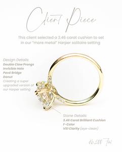 11x9mm Allongé Coussin Coupe Moissanite Solitaire Bague de Fiançailles en Classique Quatre Prong Or Réglage | Bijoux fins de mariée - Product Image 5