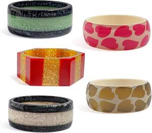 กำไลเรซินรูปทรงเรขาคณิตแบบใหม่เหมาะสำหรับกำไลเรซินทางสมัยใหม่และศิลปะที่น่าดึงดูดใจพร้อมผิวโลหะเหมาะสำหรับตอนเย็น - Product Image 1