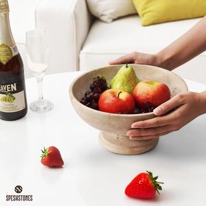 ชามหินทราเวอร์ทีนพรีเมียมพร้อมฐาน ดีไซน์หรูหรา งานฝีมือประณีต ทนทาน ให้เสน่ห์แบบธรรมชาติสำหรับการตกแต่งบ้านสไตล์โมเดิร์น - Product Image 1