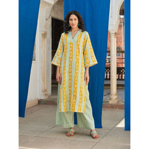 <b>Women's</b> Bohemian Floral Print Long <b>Kurta</b> Shirt Kimono Sleeve V-Neck Loose Fit Spring Summer Cotton Breathable Daily Life Top - Product Image 1