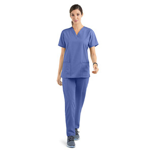 2026 Populaire Blouse d'uniforme médical pour femmes à manches courtes et col en V, en Polyester/Coton, avec détection de taches, Vêtement de travail OEM pour usage hospitalier - Product Image 2
