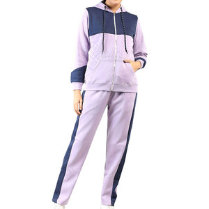 ขายตรงจากโรงงาน ชุดลำลองฤดูหนาวคุณภาพสูงสำหรับผู้หญิง ชุดเซ็ต 2 ชิ้นแบบมีฮู้ด สกรีนโลโก้ได้ ระบายอากาศ แห้งเร็ว สีพื้น - Product Image 1