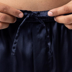 Ropa de dormir Satén Verano Loungewear Transpirable Fibra de bambú Pijama para hombre Conjunto de pijama de seda satinada para hombre con bolsillos - Product Image 5