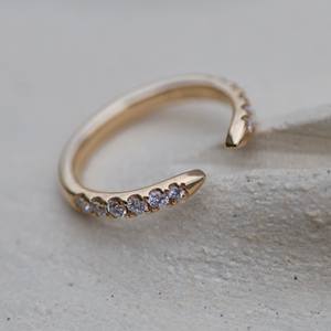 Bague de mariage queue de serpent en or massif 14K avec accents de diamant taille ronde, 2.3MM/1.8MM de large manchette ouverte faite à la main Bague vintage antique - Product Image 1