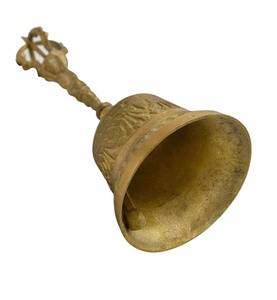 Cloche à main en laiton antique avec poignée en bois de 8 \ "décor de bureau et cloche en laiton temple/école impression de logo personnalisé - Product Image 4