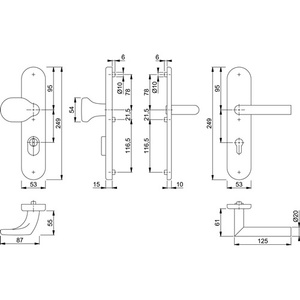 ชุดอุปกรณ์ป้องกันไฟไหม้ Amsterdam FS-86G/3332ZA/3310/1400F สแตนเลส F69 D/K สำหรับประตูหนา 42-47 มม. PZ ทรงโค้ง DIN ซ้าย - Product Image 3