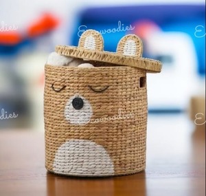 Bear Shape Cylindrical Rattan Woven <b>Basket</b> Cheap Wholesale Home Storage & Organization Kids & Teen Decorative <b>Basket</b> Brown Cute - Product Image 5