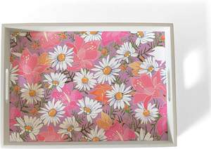 ถาดเสิร์ฟทำจากไม้แฮนด์เมดถาดเสิร์ฟทรงสี่เหลี่ยมลายไม้ MDF สีขาวและสีทองลายหินอ่อน - Product Image 5