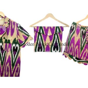 Conjunto de Pijama Floral Elegante 100% Algodón para Mujer, Camiseta de Manga Corta, Ropa de Dormir Suave, Cómoda y de Secado Rápido para Verano y Primavera - Product Image 2