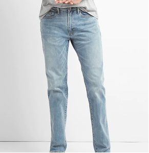 Jean décontracté sur mesure, taille mi-haute, coupe droite, braguette boutonnée, style vintage, jambe large, en denim, ample, respirant pour homme - Product Image 1