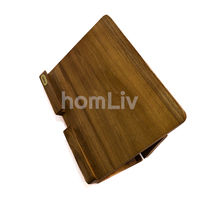 Support de tablette réglable en teck naturel, support de livre de cuisine pliable, présentoir pour comptoir de cuisine, bureau, fait main