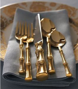 Juego de cuchillos y tenedores para tallar de lujo, utensilios para servir de acero inoxidable con mangos de metal decorativos - Product Image 2