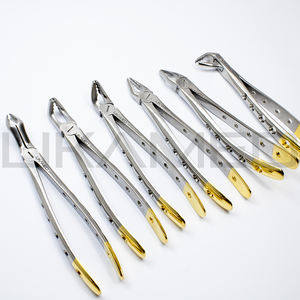 Juego de 6 Piezas de Fórceps de Extracción Dental Manual LIKAMED, Precisos, Atraumáticos, con Recubrimiento de Diamante, Agarre Profundo, Mangos Dorados, Material de Acero - Product Image 2