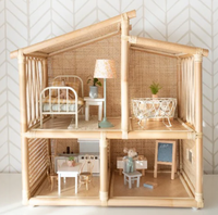 Rumah boneka rotan buatan tangan, rumah mainan anyaman alami untuk kamar anak, kamar ANAK & Dekorasi Rumah