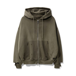 Venta al por mayor de invierno de los hombres de alta calidad 100% de algodón de lana con cremallera sudaderas con capucha con logotipo personalizado hecho en Pakistán - Product Image 1