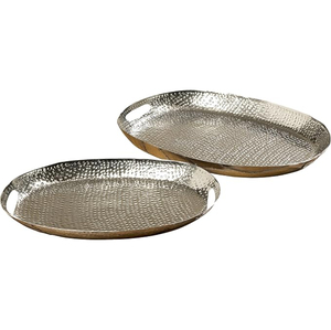 Plateau de service rectangulaire en laiton en gros avec poignées, plateau décoratif en métal doré antique fait à la main pour la maison et les restaurants - Product Image 4