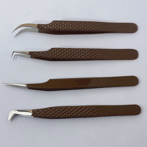 Ensemble de pinces à cils en acier inoxydable, pinces pointues, applicateur d'extensions incliné, applicateur de cils, vente en gros personnalisée, haute qualité - Product Image 3