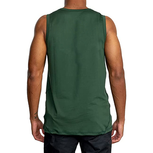 Débardeur sans manches vert uni pour homme, col rond, respirant, coupe décontractée, tricoté en polyester, vêtement de sport - Product Image 2