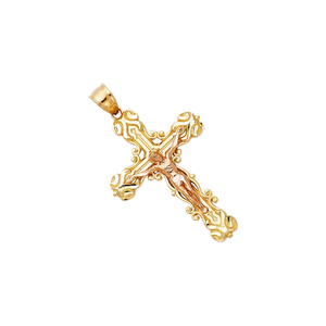 Lujoso 14K dos tonos rosa amarillo chapado en oro clásico Cruz crucifijo lujo religioso cristiano colgante para niños moda - Product Image 3