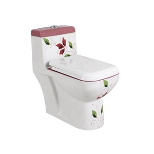 Inodoro de una pieza de color verde menta de diseño de baño de cerámica sanitaria para decoración de baño de Hotel africano - Product Image 6