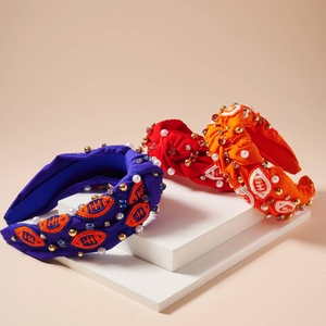 Handwoven seed bead embroidered hair <b>headband</b> for girls Seed Beads Embroidery Crystal Rhinestone Top Beaded Hairband - Product Image 4