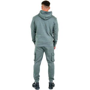 Ensemble de survêtement décontracté à capuche pour homme Activewear pour adulte Couleur grise Taille plus Manches courtes 2 pièces - Product Image 2