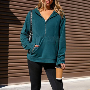 เสื้อฮู้ดซิปครึ่งตัวของผู้หญิงสำหรับผู้ใหญ่เสื้อผ้าลำลองระบายอากาศได้ดีสินค้ามาใหม่สำหรับฤดูหนาว - Product Image 5
