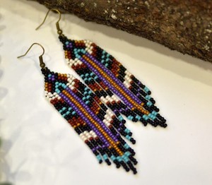 Pendientes de Cuentas de Alta Calidad, Pendientes Largos con Flecos, Pendientes Artesanales de Cuentas de Semillas - Product Image 1