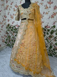Haldi/ Mahendi / Reception Special Pure Silk Fabric Hand Crafted Silk Tailor Made Lehenga Choli Embellished / Kurti Collection - Product Image 2