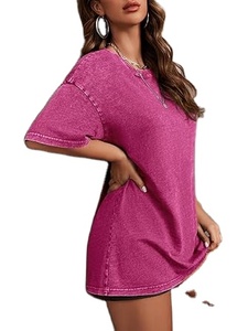 T-shirts surdimensionnés de haute qualité pour dames de grande taille Acid Stone Washed Drop Shoulder Half 220 Grammes Casual Long - Product Image 3